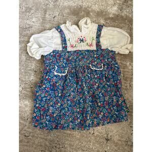 hand smocked by carrousel blue floral dress Vintage